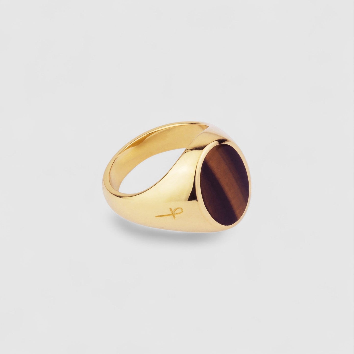 9CT GOLD TIGER EYE OVAL SIGNET RING