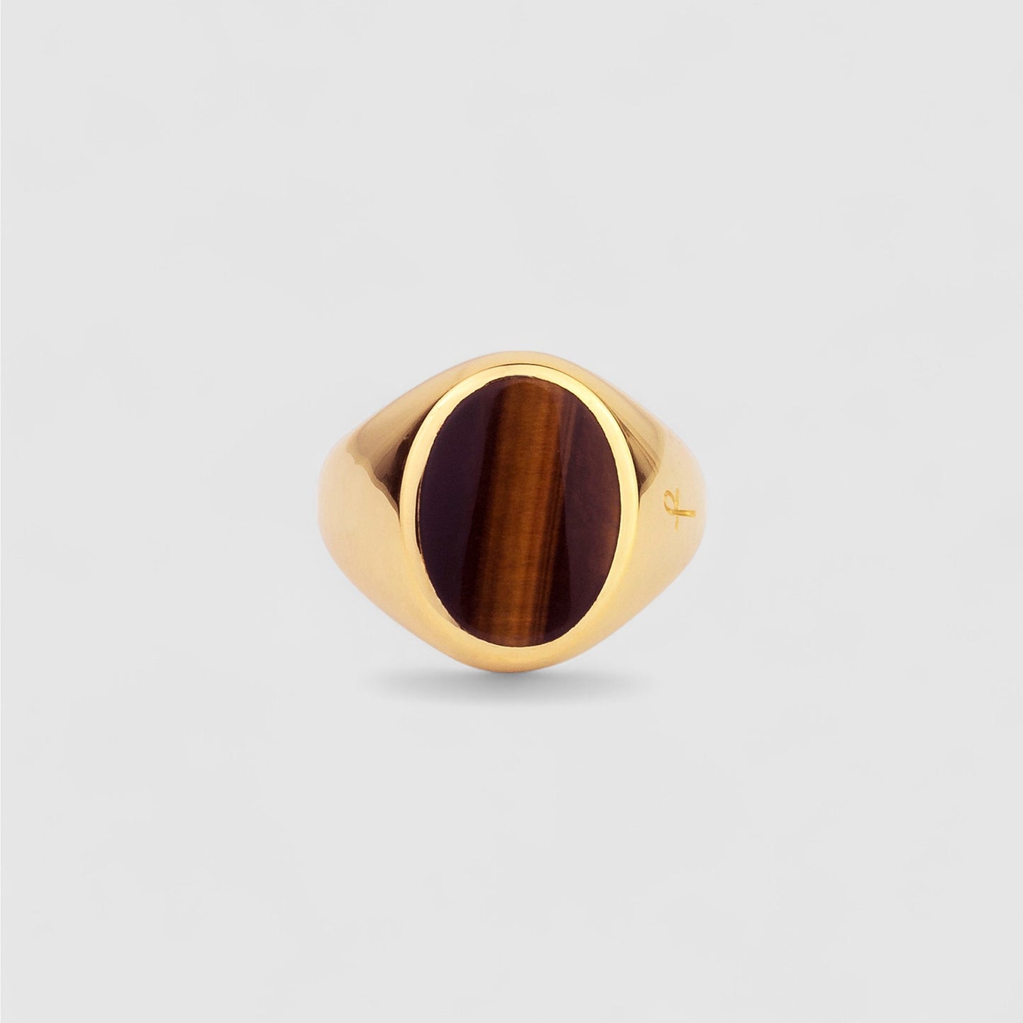 9CT GOLD TIGER EYE OVAL SIGNET RING