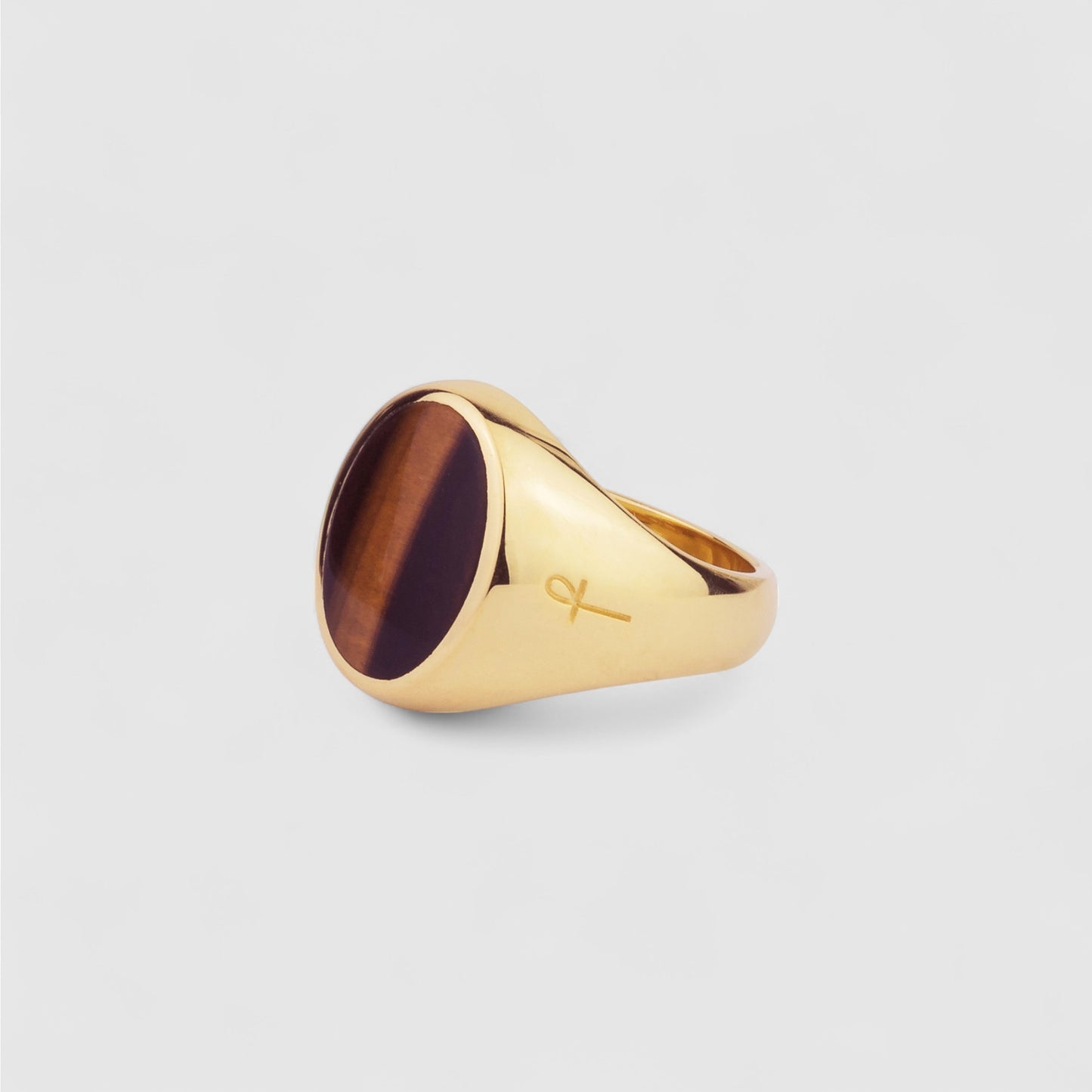 9CT GOLD TIGER EYE OVAL SIGNET RING
