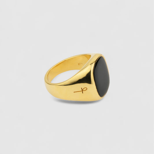 ONYX SQUARE SIGNET GOLD