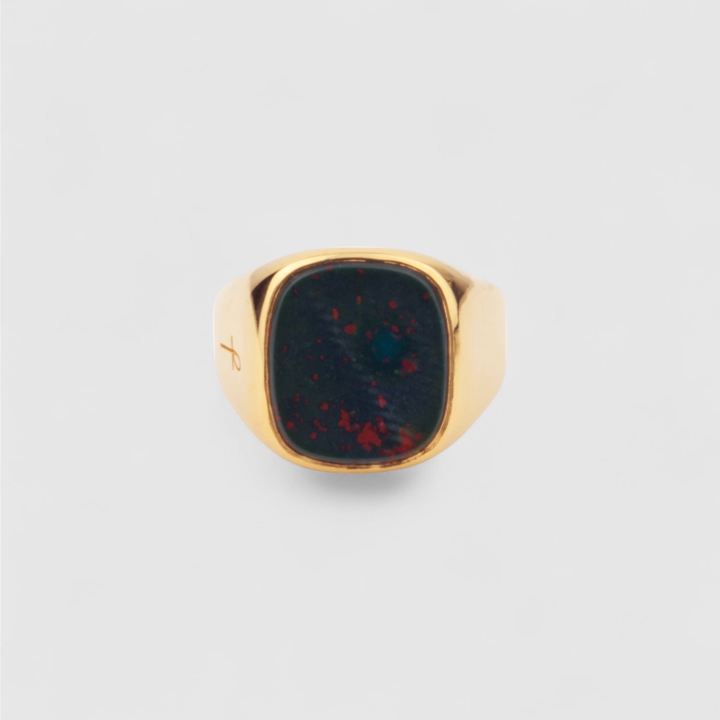 9CT GOLD BLOODSTONE SQUARE SIGNET RING