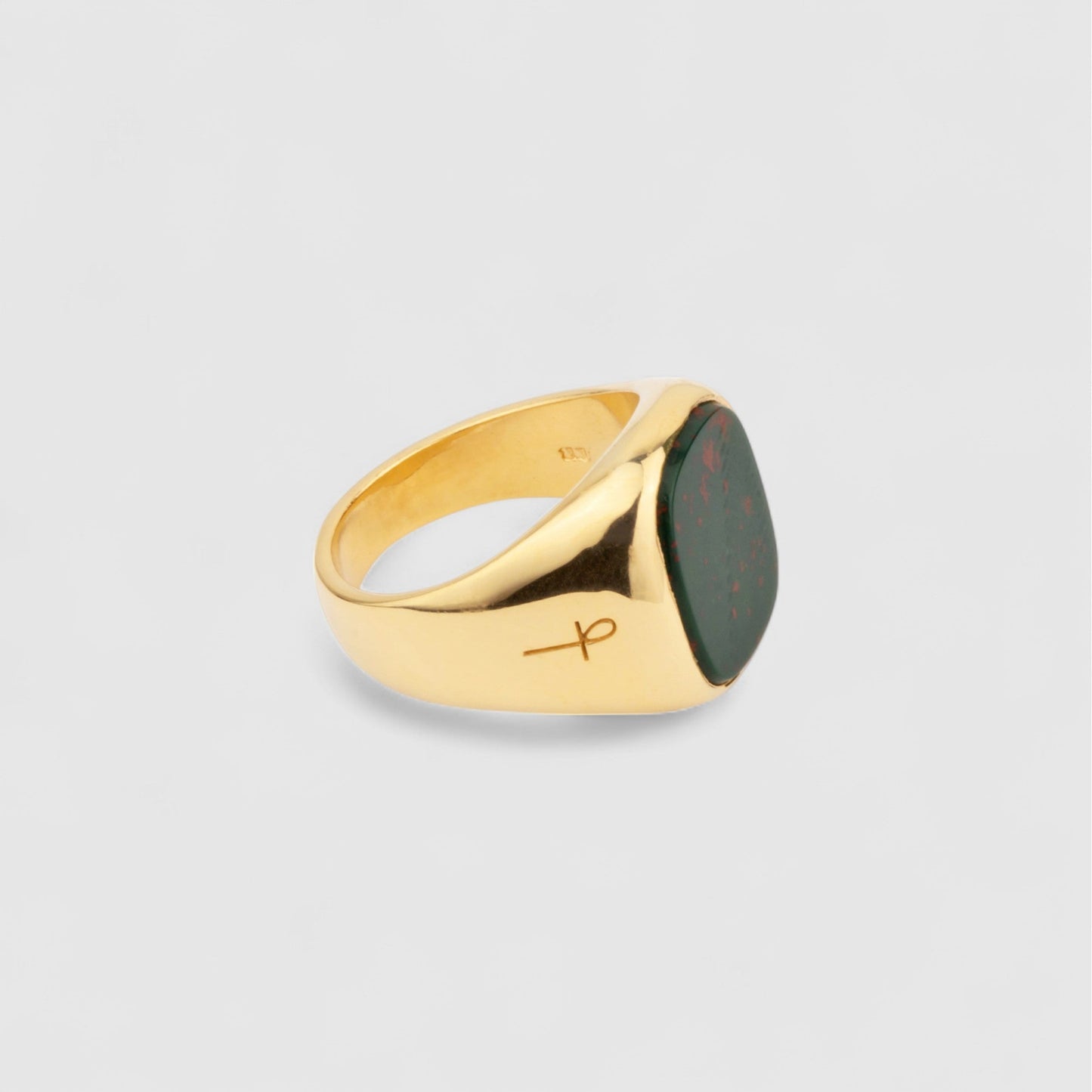 9CT GOLD BLOODSTONE SQUARE SIGNET RING
