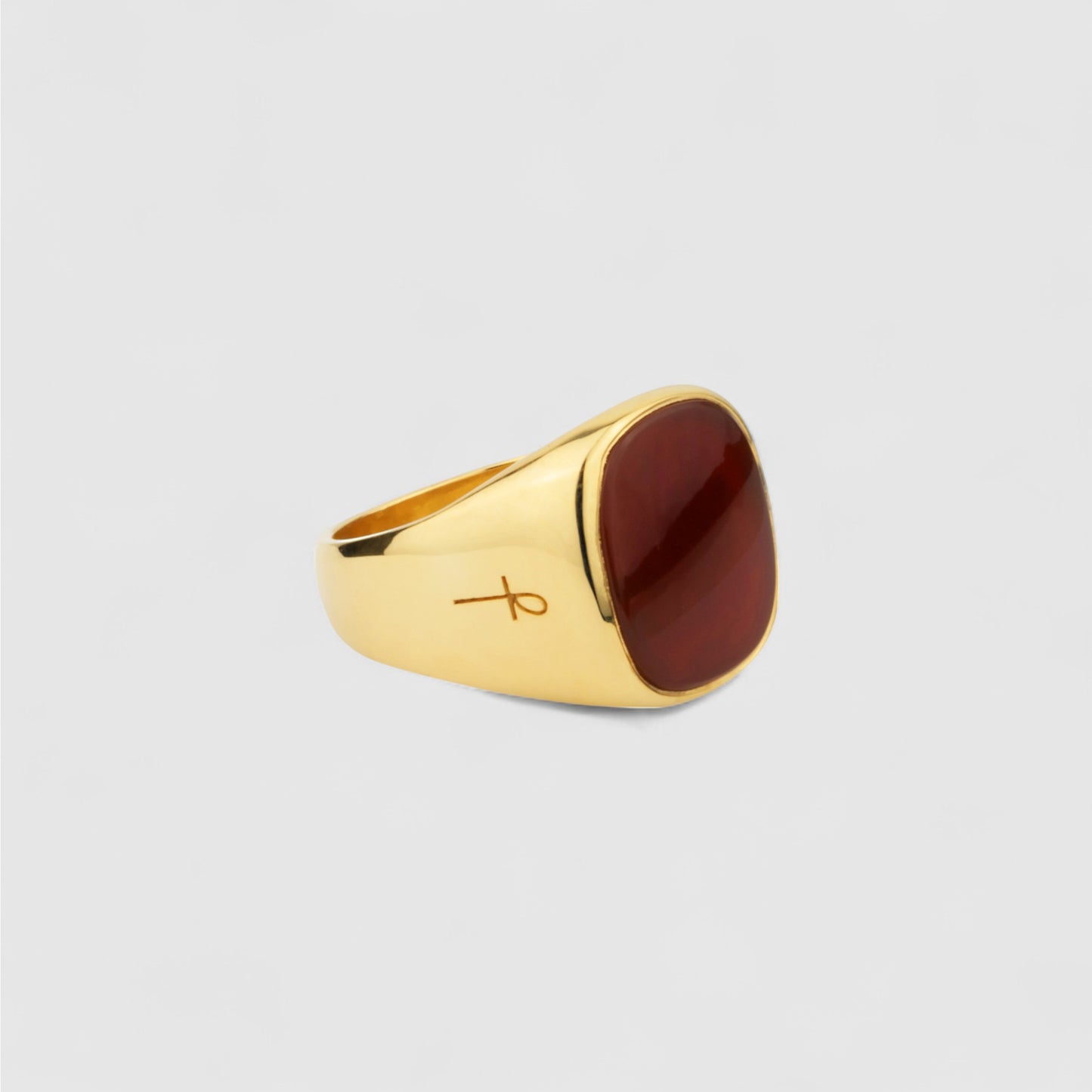 9CT GOLD CARNELIAN SQUARE SIGNET RING