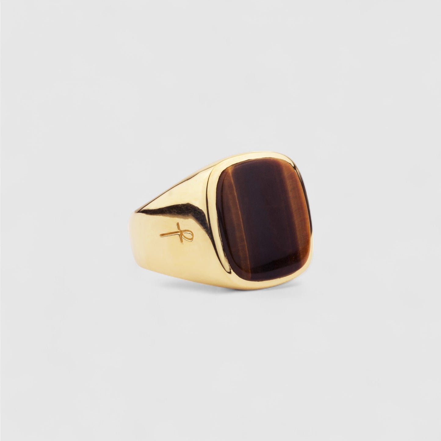 9CT GOLD TIGER EYE SQUARE SIGNET RING