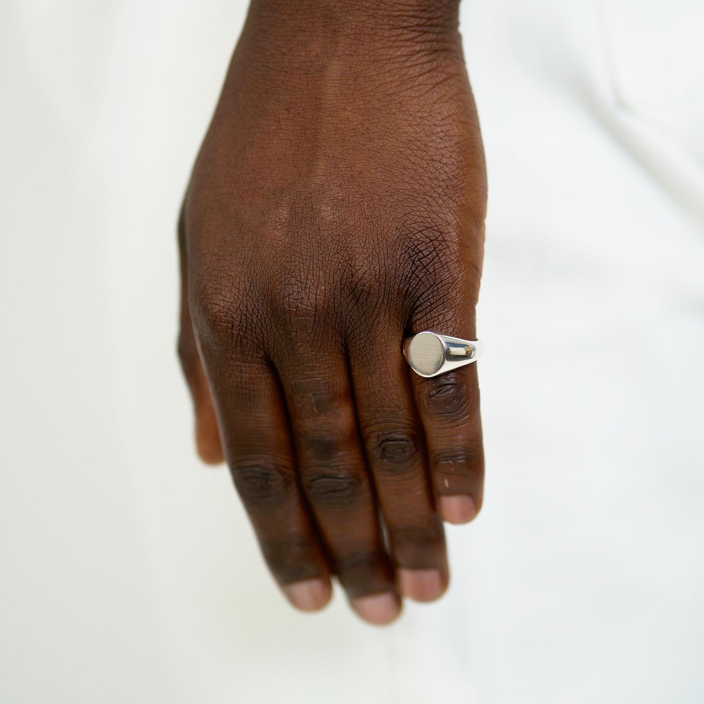 SILVER OVAL SIGNET RING SMALL