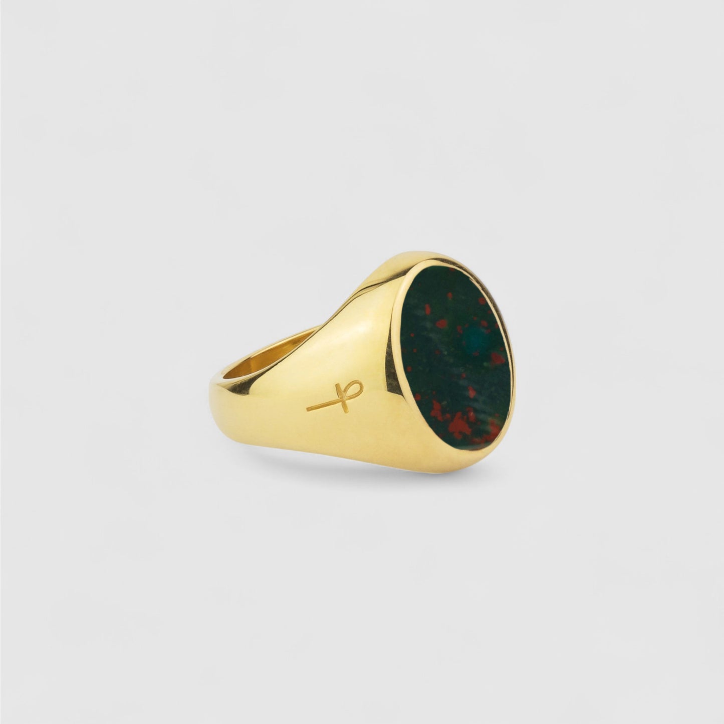 GREEN BLOODSTONE SIGNET GOLD