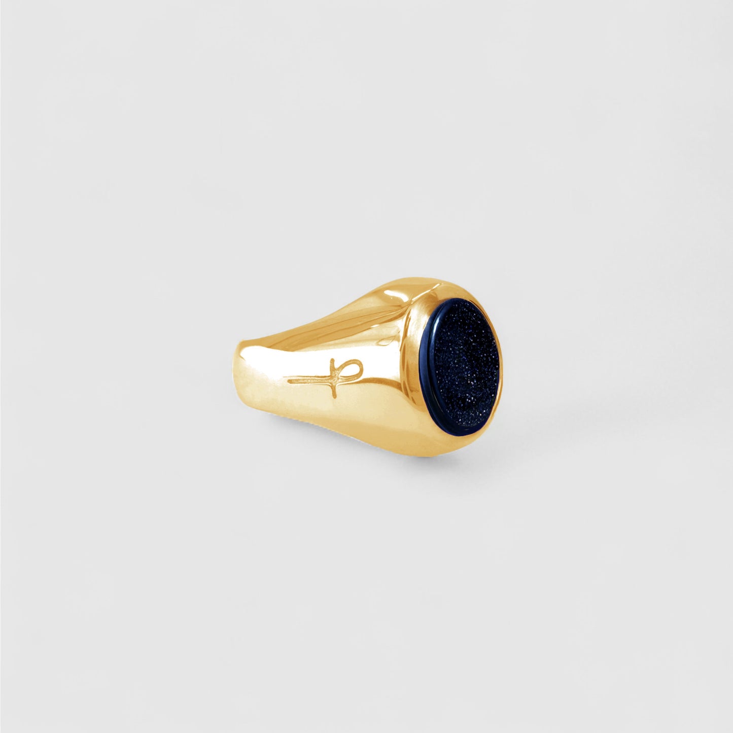 BLUE GOLDSTONE MINI SIGNET GOLD