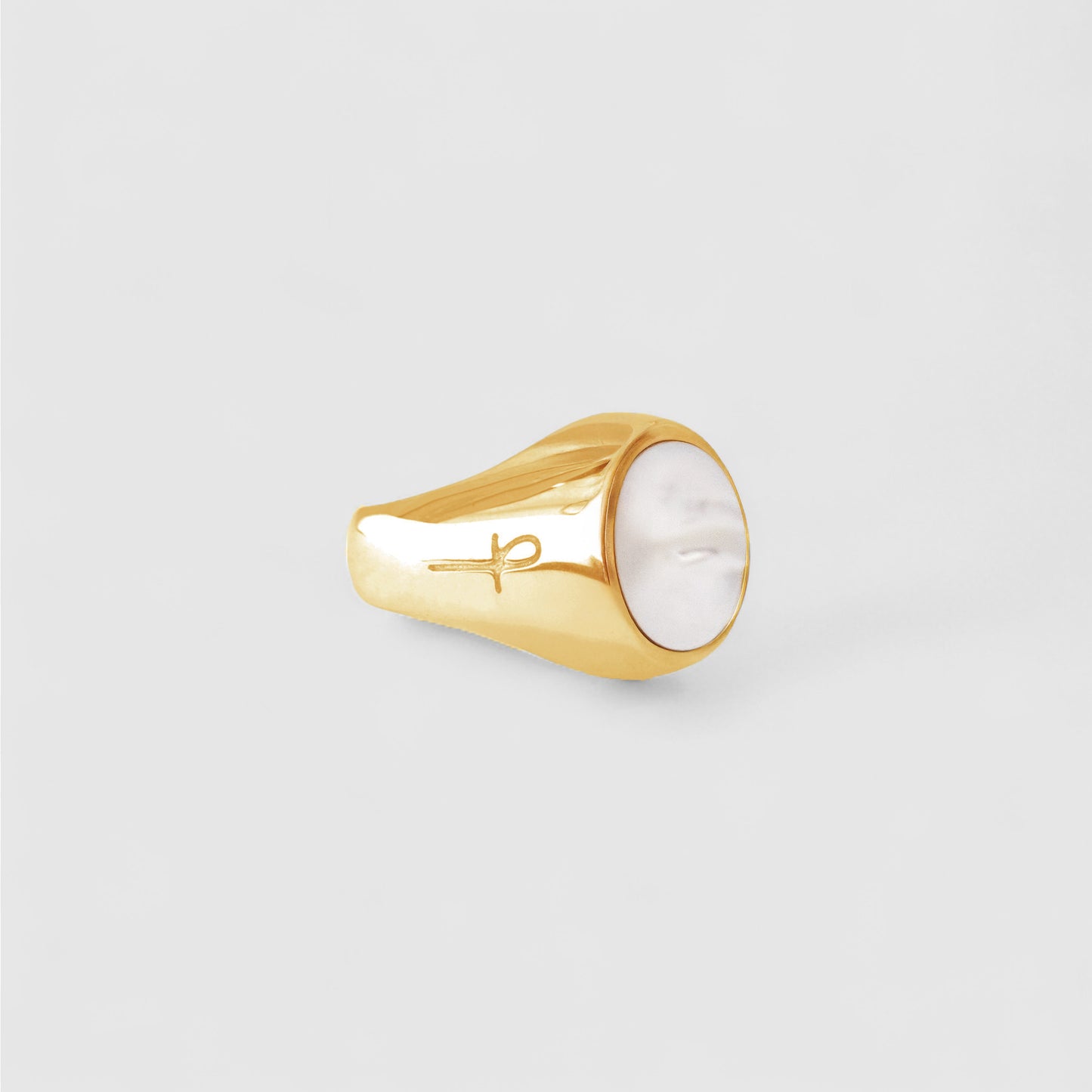 PEARL MINI SIGNET GOLD
