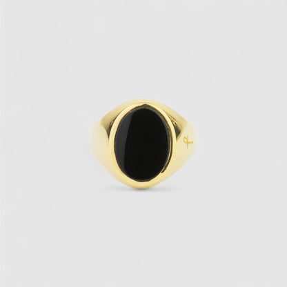 ONYX OVAL SIGNET GOLD