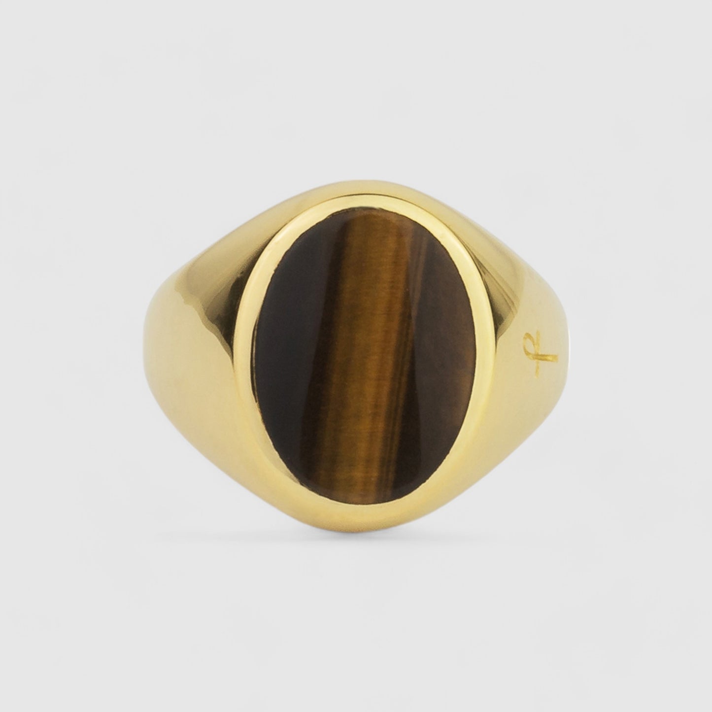 9CT GOLD TIGER EYE OVAL SIGNET RING