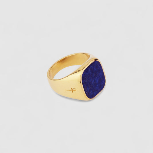 LAPIS LAZULI SQUARE SIGNET GOLD