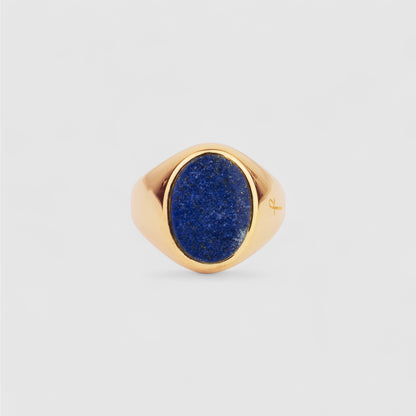 9CT GOLD LAPIS LAZULI OVAL SIGNET RING