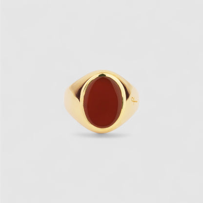 9CT OVAL CARNELIAN SIGNET RING