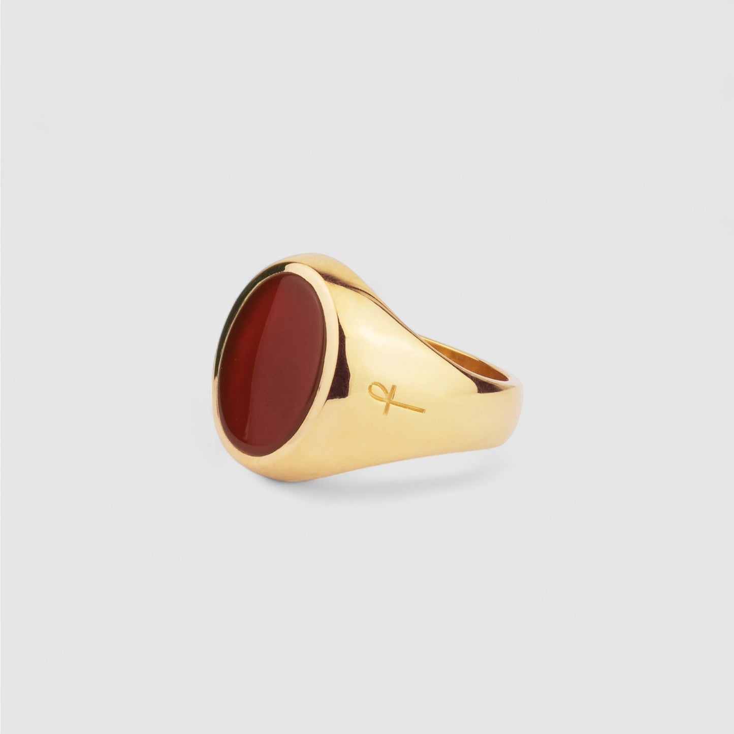 9CT OVAL CARNELIAN SIGNET RING