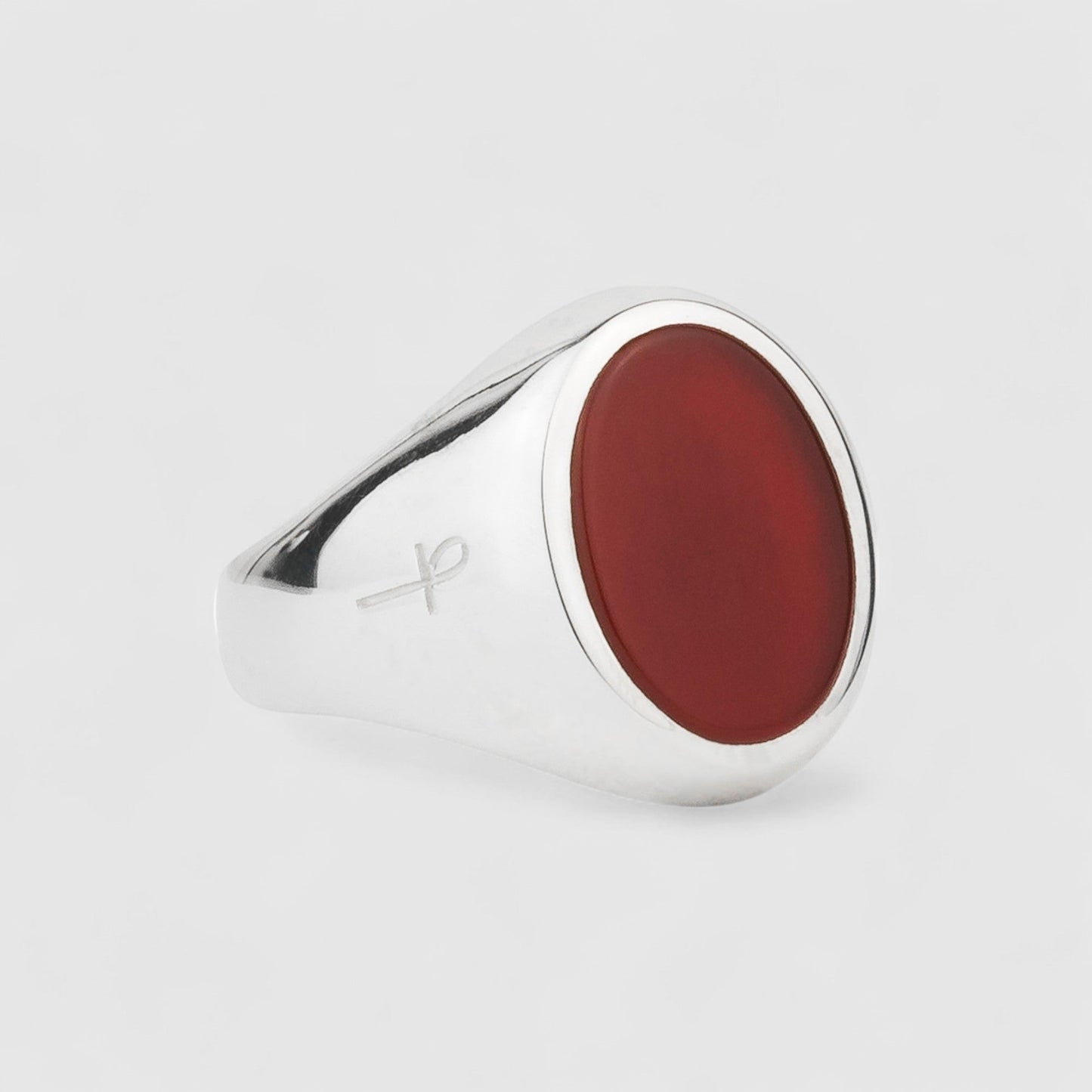 SILVER CARNELIAN OVAL SIGNET RING