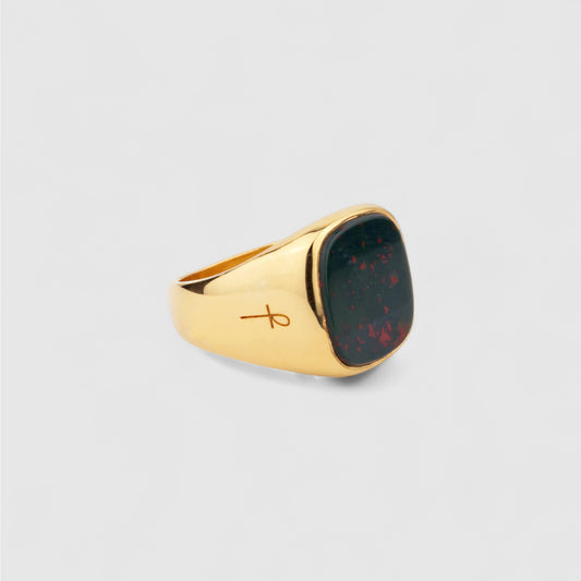 GREEN BLOODSTONE SIGNET GOLD