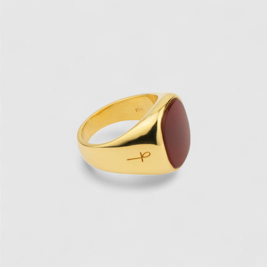 CARNELIAN SQUARE SIGNET GOLD
