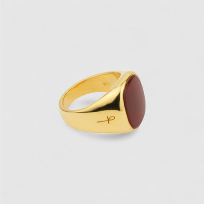 TIGER EYE SQUARE SIGNET GOLD