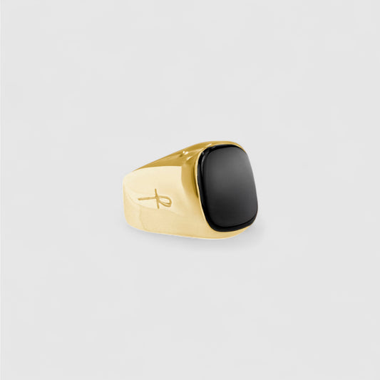BLACK ONYX SIGNET GOLD (S)