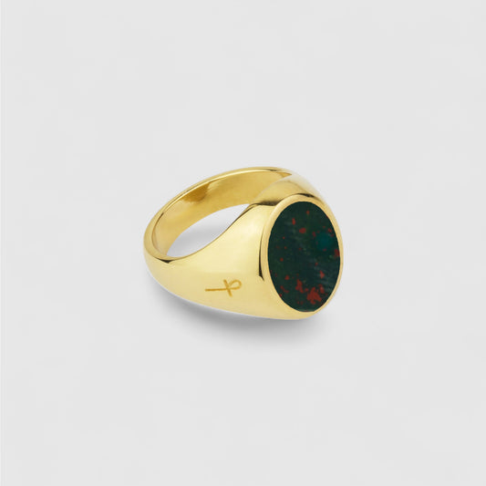 GREEN BLOODSTONE SIGNET GOLD