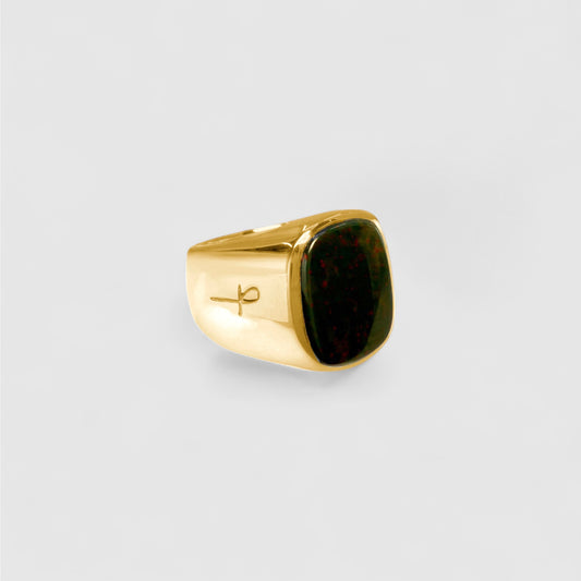 GREEN BLOODSTONE SIGNET GOLD (S)