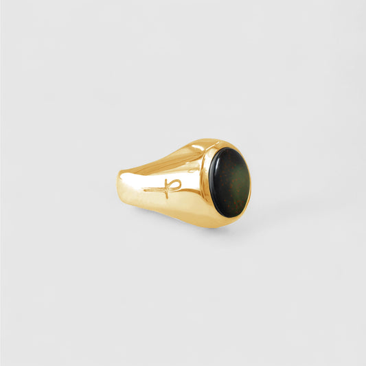 GREEN BLOODSTONE MINI SIGNET GOLD