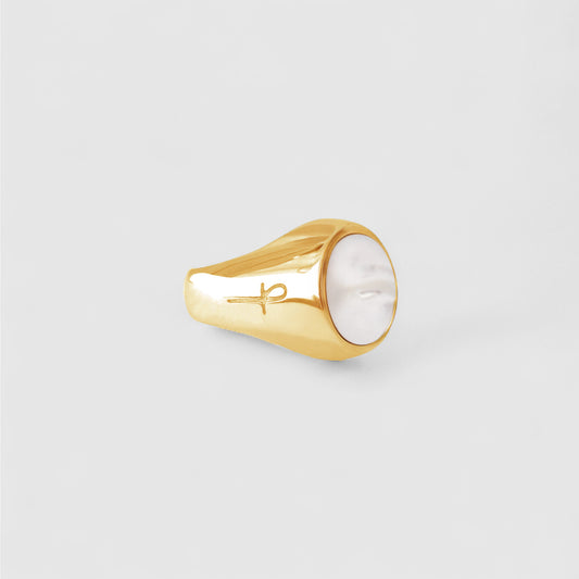 PEARL MINI SIGNET GOLD