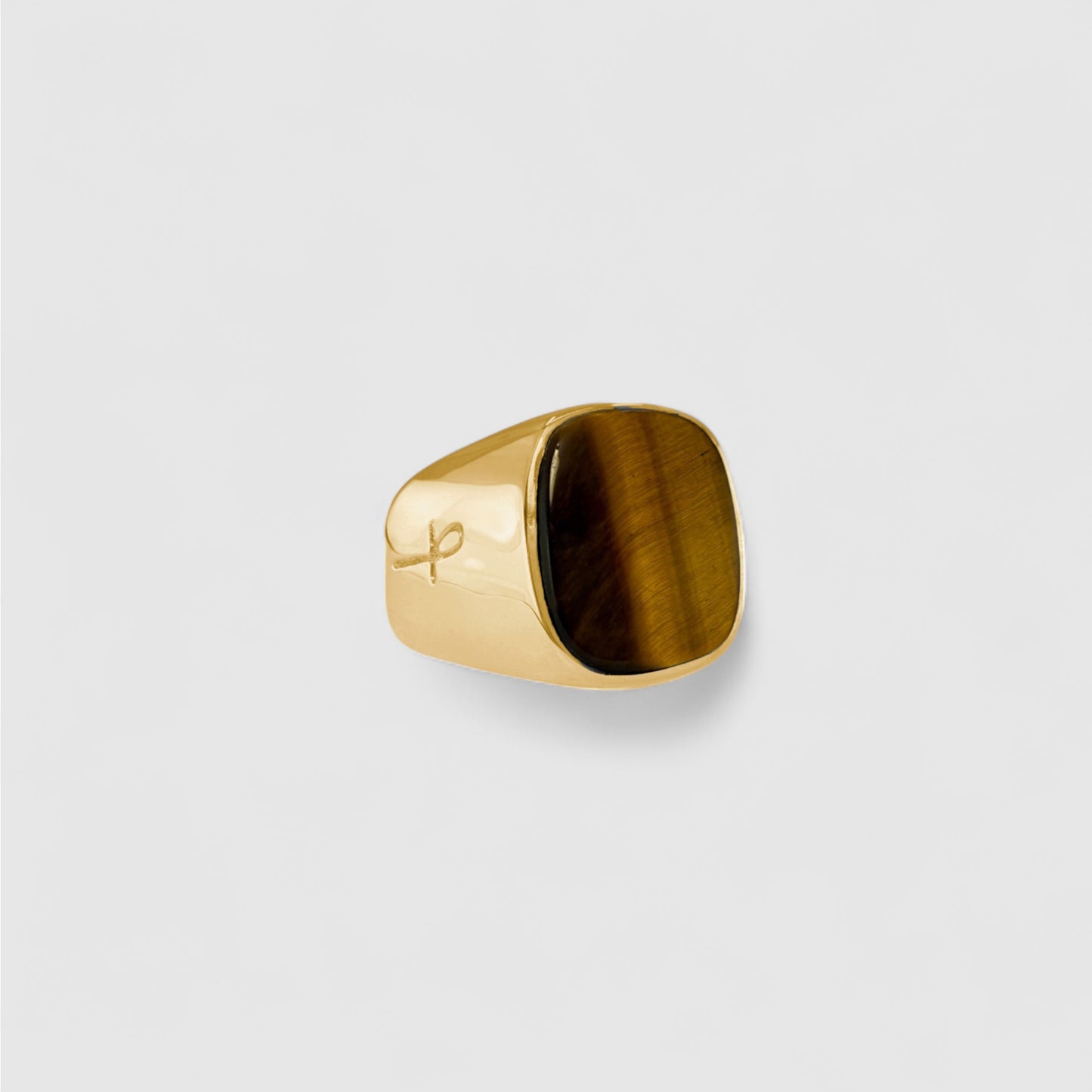 TIGER EYE SIGNET GOLD (S)