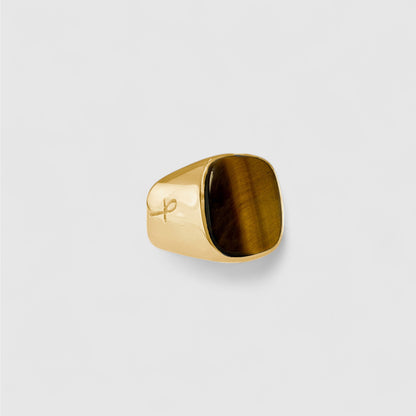 TIGER EYE SIGNET GOLD (S)