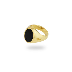 GOLD JAMESTOWN BLACK ONYX OVAL STONE RING