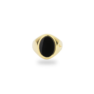 GOLD JAMESTOWN BLACK ONYX OVAL STONE RING