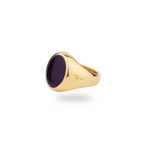 9K GOLD JAMESTOWN ONYX OVAL STONE RING