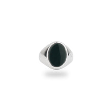 SILVER JAMESTOWN GREEN BLOODSTONE OVAL STONE RING