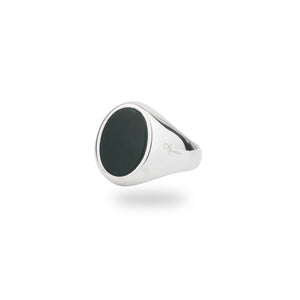SILVER JAMESTOWN GREEN BLOODSTONE OVAL STONE RING