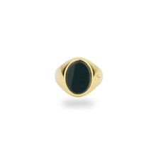 GOLD JAMESTOWN GREEN BLOODSTONE OVAL STONE RING