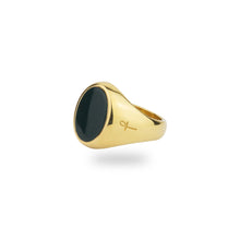 GOLD JAMESTOWN GREEN BLOODSTONE OVAL STONE RING