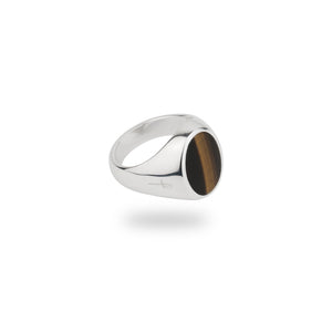 SILVER JAMESTOWN TIGER EYE OVAL STONE RING