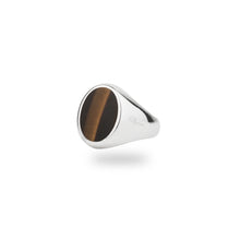 SILVER JAMESTOWN TIGER EYE OVAL STONE RING