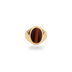 9K GOLD JAMESTOWN TIGER EYE OVAL STONE RING