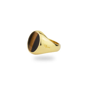 GOLD JAMESTOWN TIGER EYE OVAL STONE RING