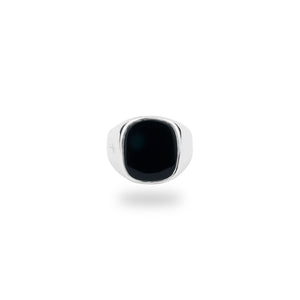 SILVER JAMESTOWN BLACK ONYX SQUARE STONE RING
