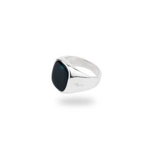 SILVER JAMESTOWN BLACK ONYX SQUARE STONE RING