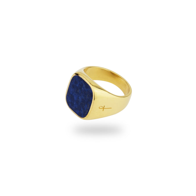 GOLD JAMESTOWN LAPIS LAZULI SQUARE STONE RING