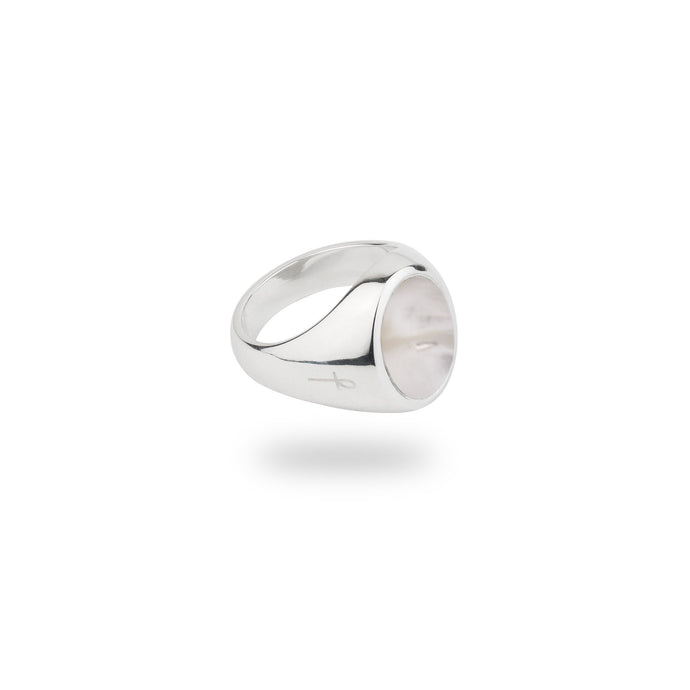 SILVER JAMESTOWN MOTHER OF PEARL OVAL STONE RING