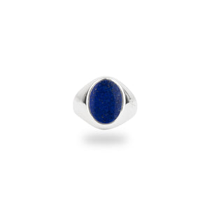 SILVER JAMESTOWN LAPIS LAZULI OVAL STONE RING