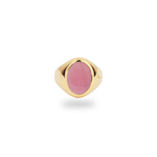 GOLD PINK MOTHER OF PEARL OVAL STONE RING