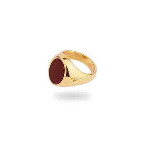 9K GOLD JAMESTOWN CARNELIAN OVAL STONE RING