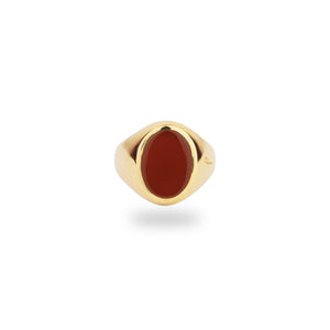 9K GOLD JAMESTOWN CARNELIAN OVAL STONE RING