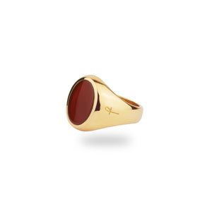 9K GOLD JAMESTOWN CARNELIAN OVAL STONE RING