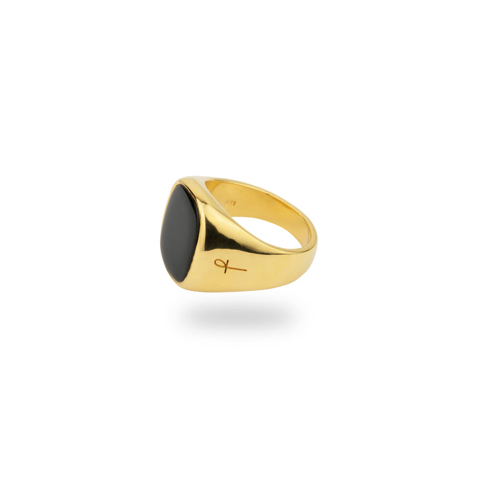 GOLD JAMESTOWN BLACK ONYX SQUARE STONE RING